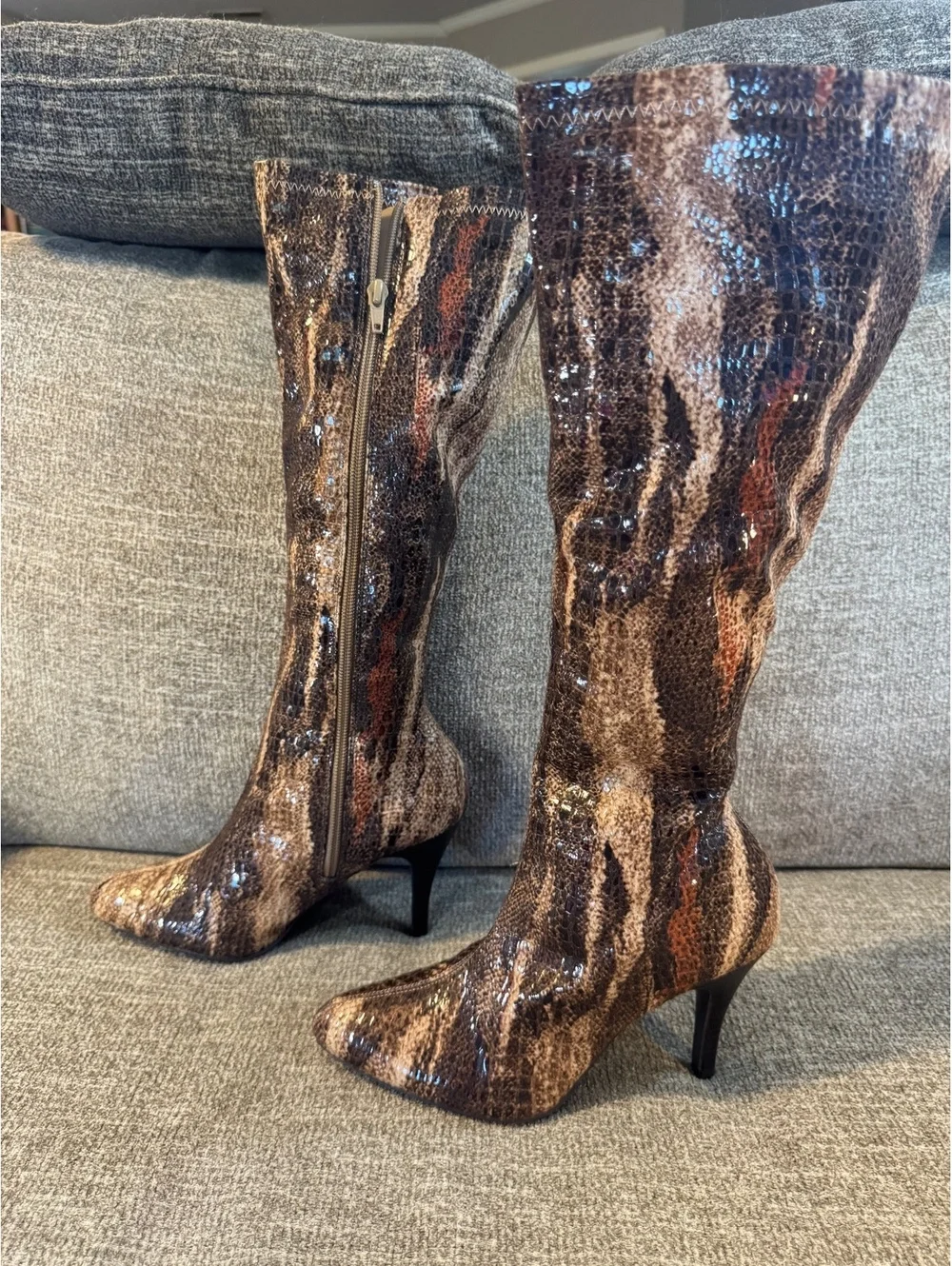 vintage Diba snakeskin stiletto knee high boots Size 6M